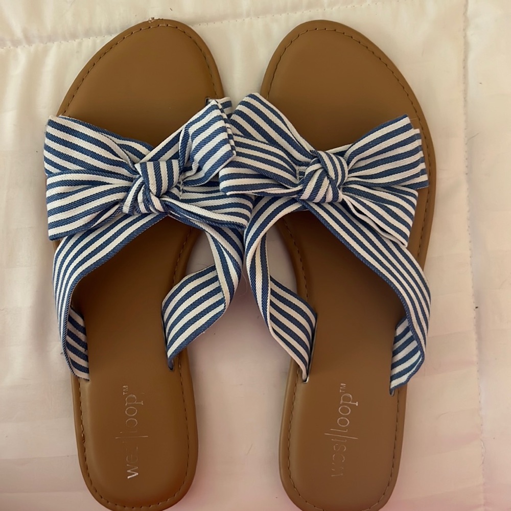 Blue and white sandals size 6.5